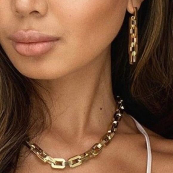 Eddie Borgo Old Money Supra Link 12K Gold Plated Vermeil Chunky Earrings - Picture 5 of 5